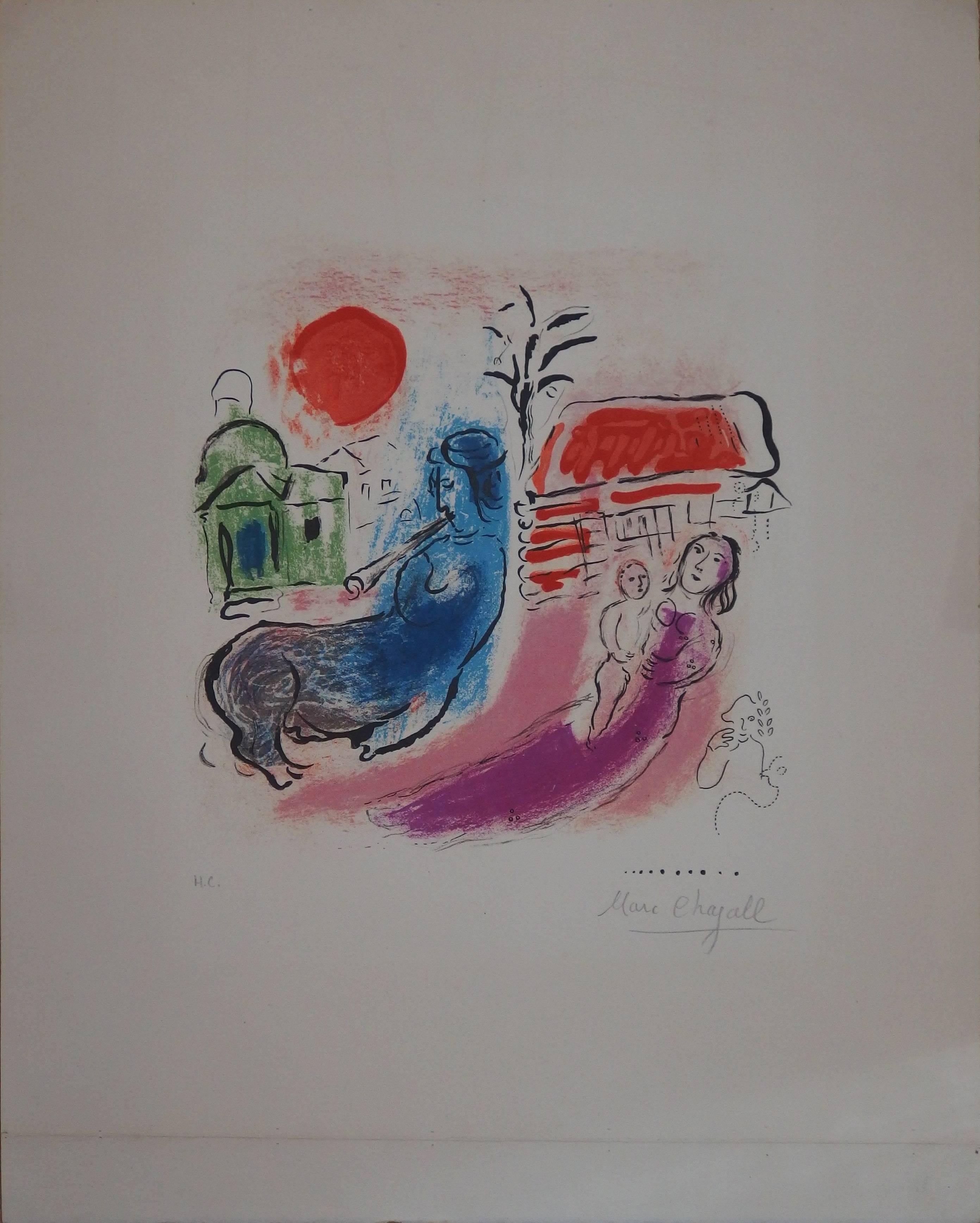 Marc Chagall Figurative Print - Maternity with Centaur - Original handsigned lithograph - 90 copies