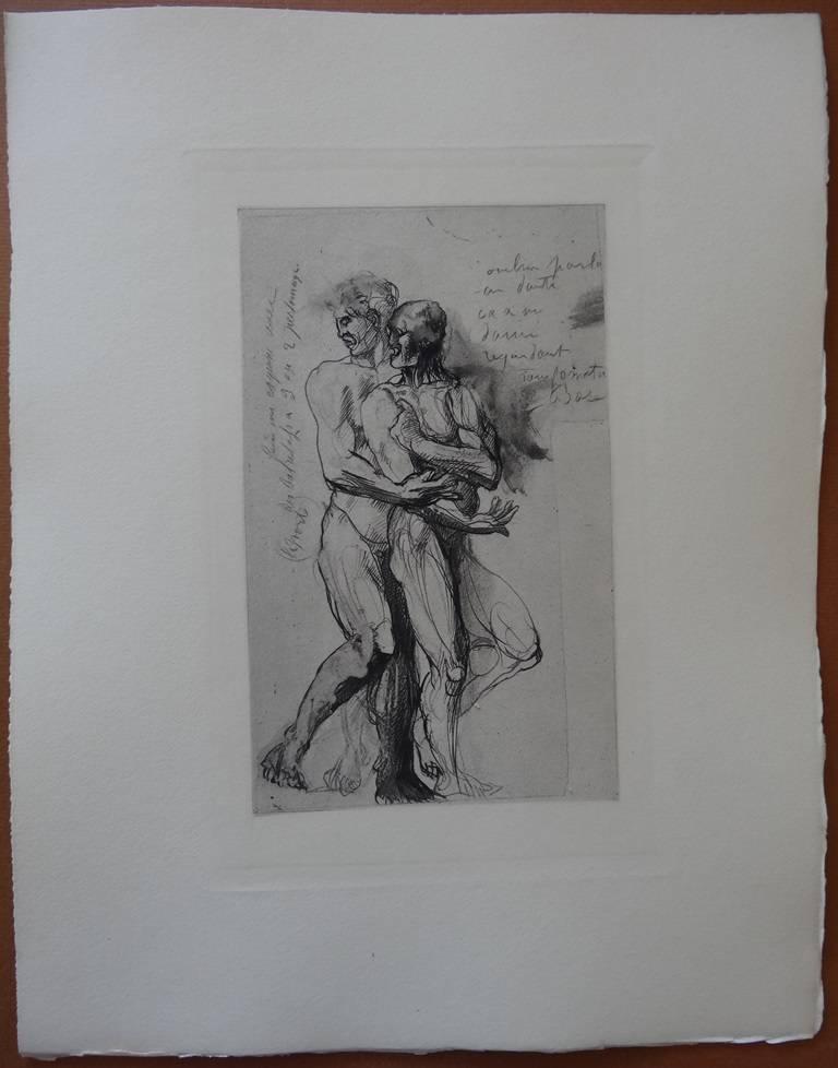 Auguste Rodin Nude Print - Study for Dante - Original etching (1897)