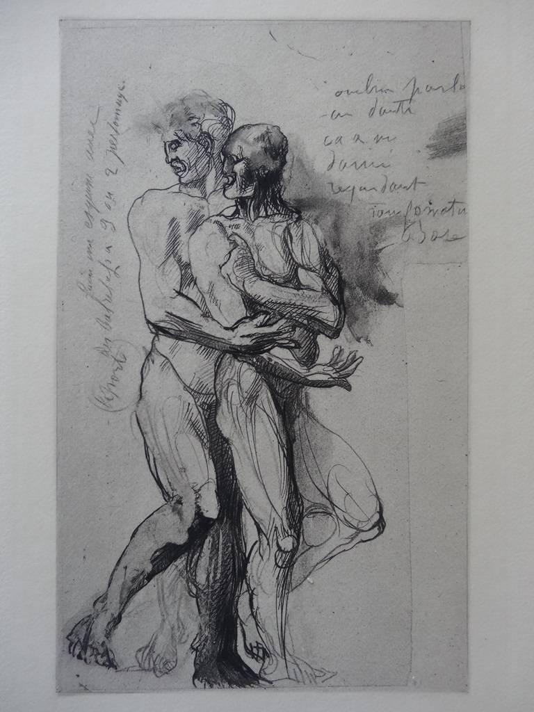 Study for Dante - Original etching (1897) - Print by Auguste Rodin
