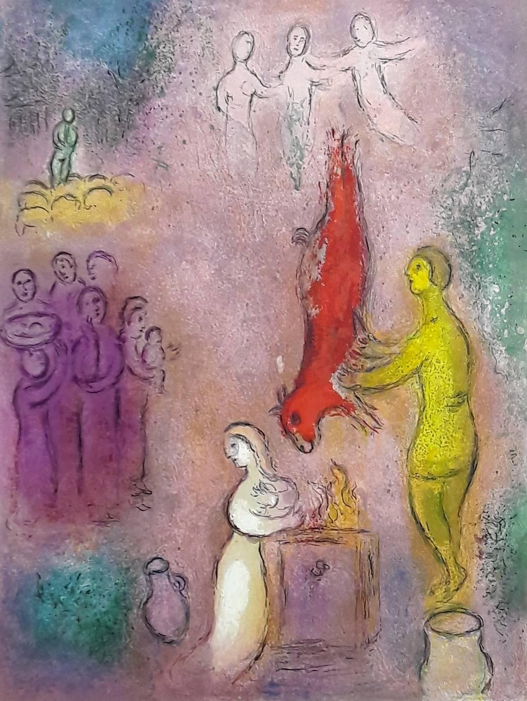 Marc Chagall Figurative Print - Sacrifices Made To The Nymphs - Original Lithograph - 1961