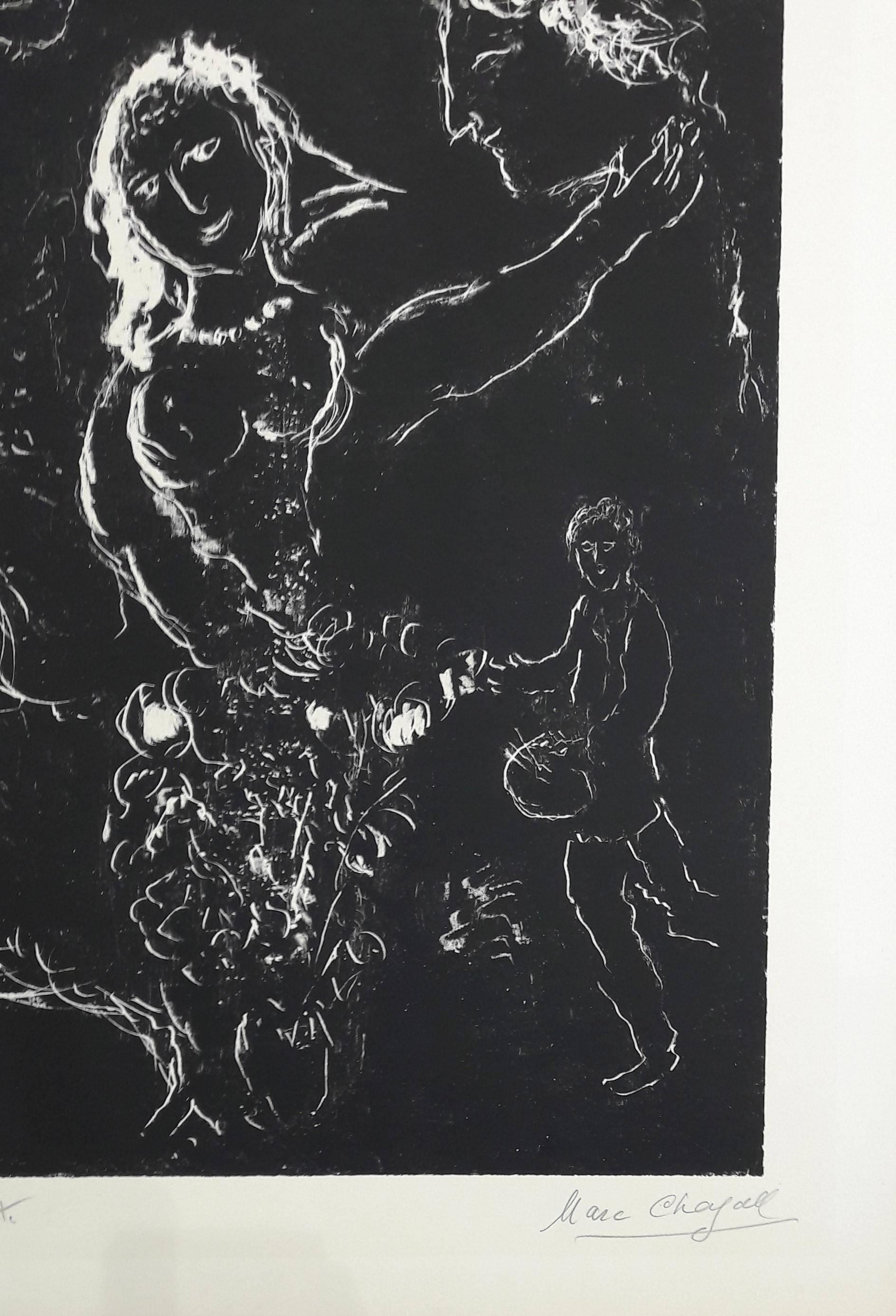 White On Black - Original Lithograph Handsigned - 1972 - Print by Marc Chagall