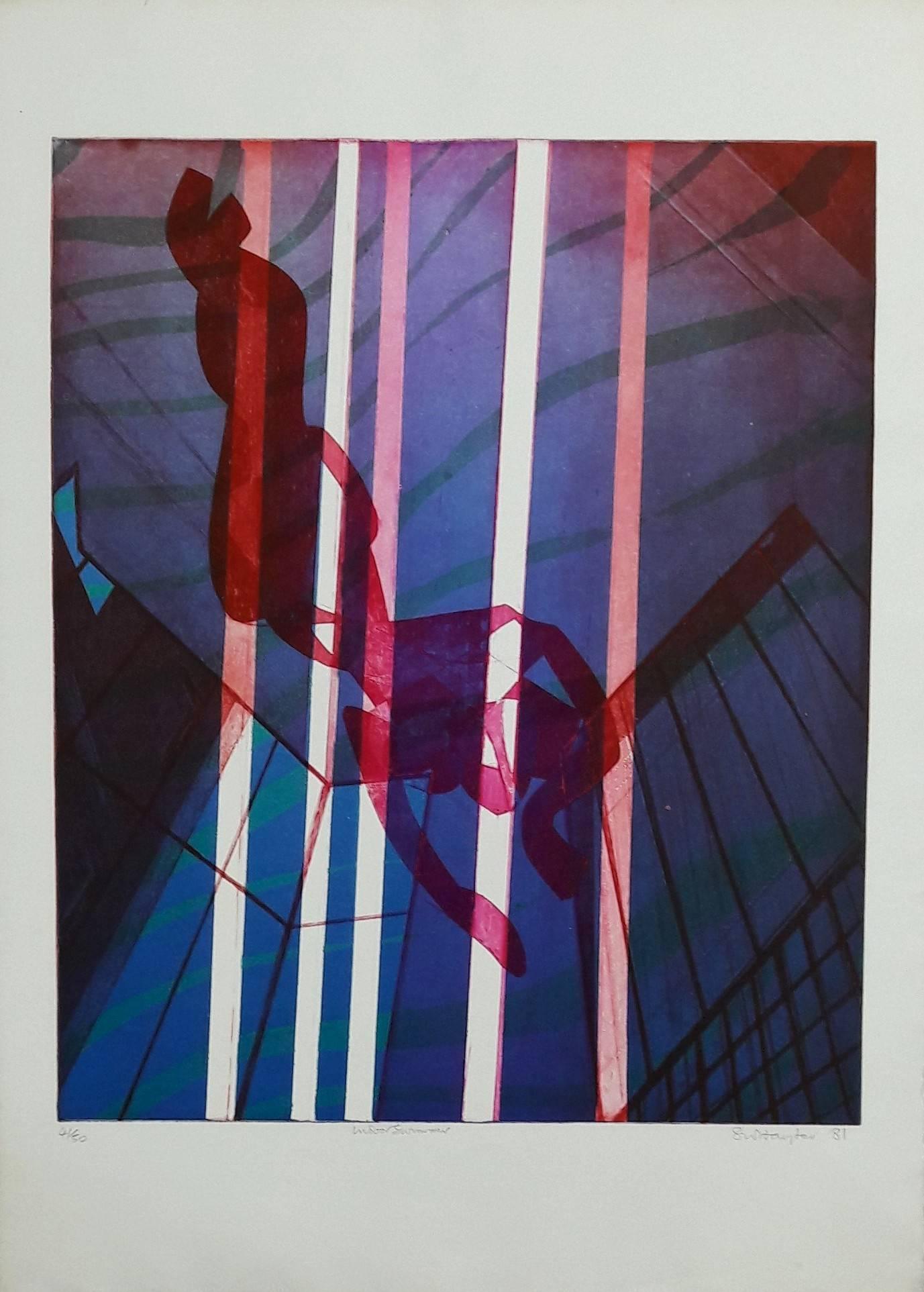 Stanley William Hayter Abstract Print - Indoor Swimmer - Original Etching Handsigned - 50 copies