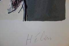 Hat Man and Blond Hair girl with Red Umbrella - Original handsigned lithograph