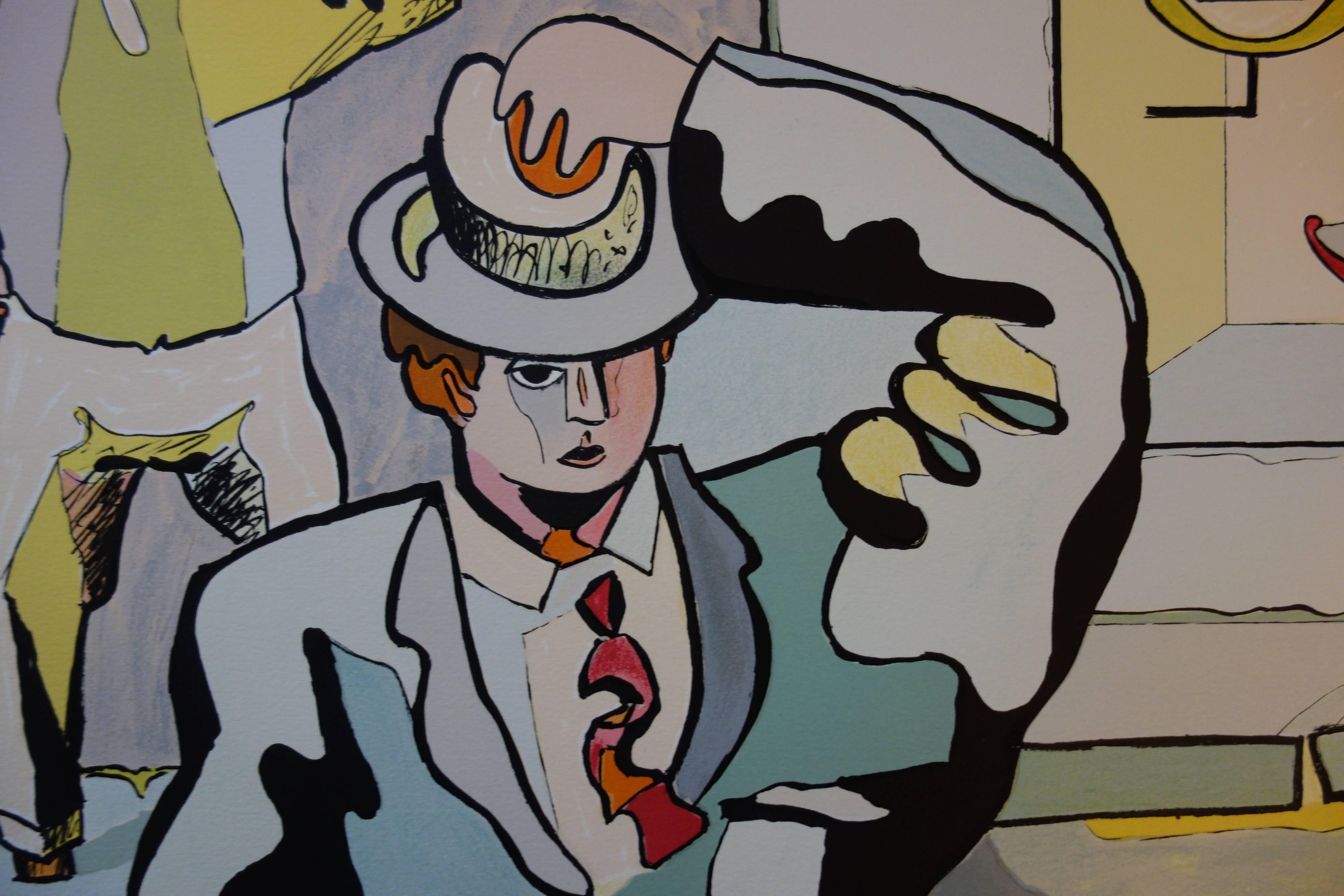 Jean HELION
In the Hats Shop

Original lithograph
Handsigned in pencil
Numbered / 100 copies
On Arches vellum 65 x 50cm (c.26 x 20