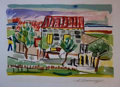 Red Roof House - Original handsigned lithograph