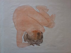 Femme sur le sol (1920) - pochoir:: plaque signée