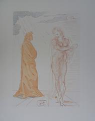 Hell 2 - Virgil consoles Dante - Original signed woodcut - 1963