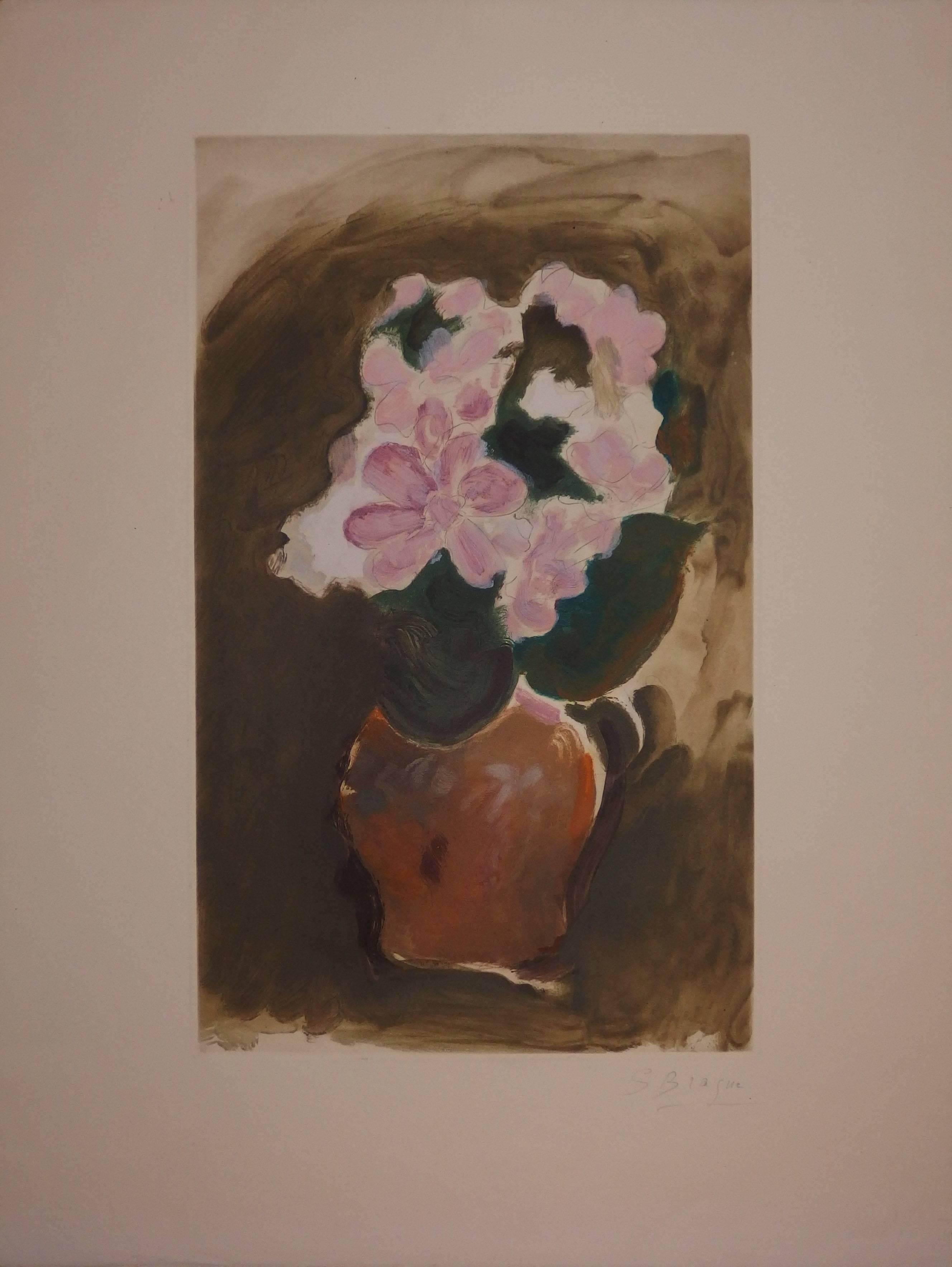 (after) Georges Braque Still-Life Print - The Pink Bouquet - Original handsigned etching - 50 copies