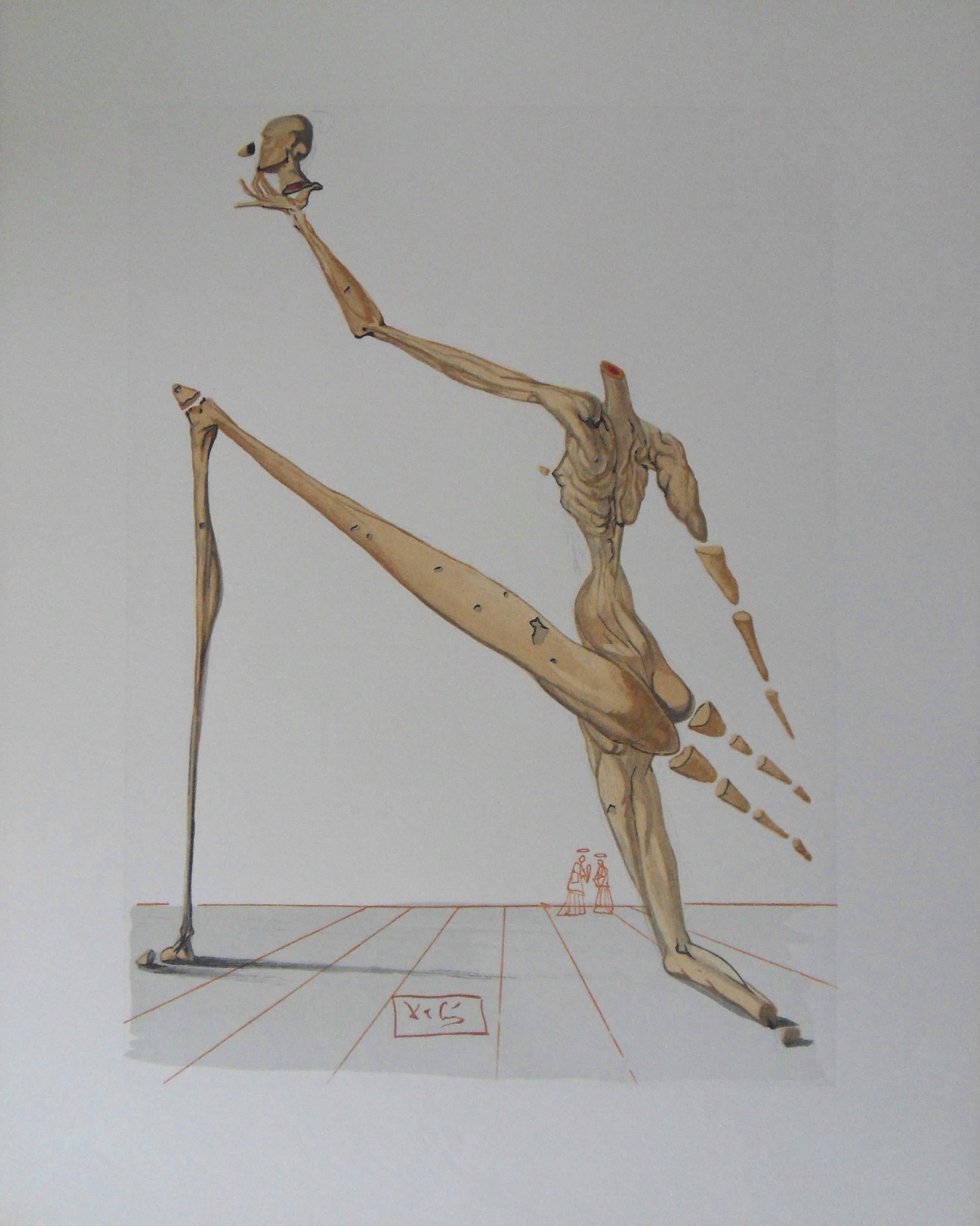 Salvador Dalí Figurative Print - Hell 28 - Bertrand de Horn - woodcut - 1963