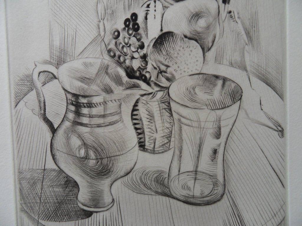The table - Etching, Handsigned - Gray Still-Life Print by Mily Possoz