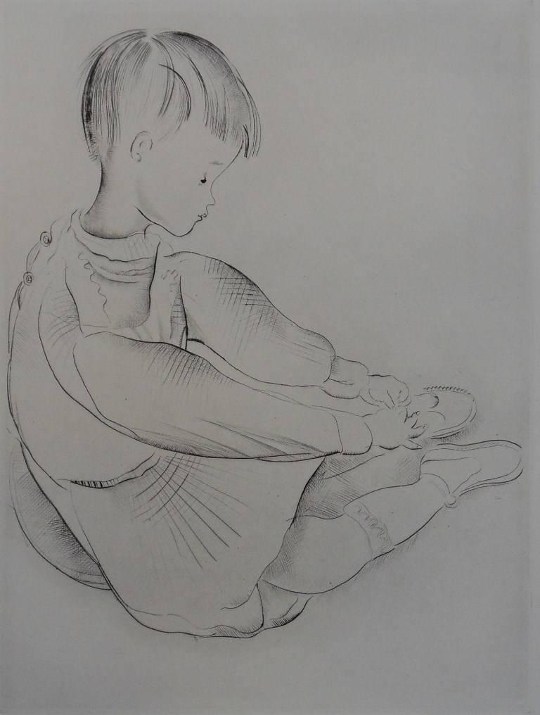 The shoelaces - Etching , Handsigned - Modern Print by Mily Possoz