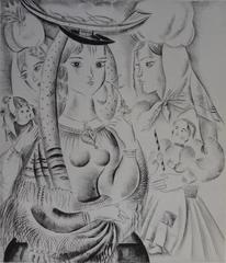 Scène portugaise - Gravure, signée à la main