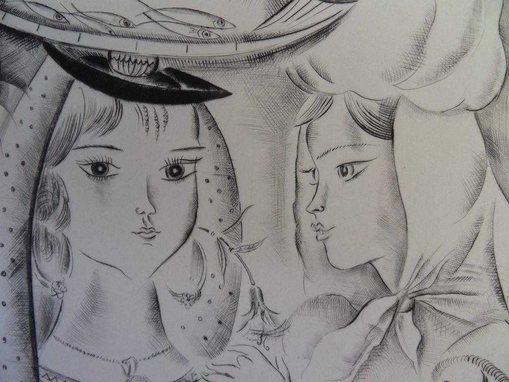 Portuguese scene - Etching, Handsigned - Gray Figurative Print by Mily Possoz