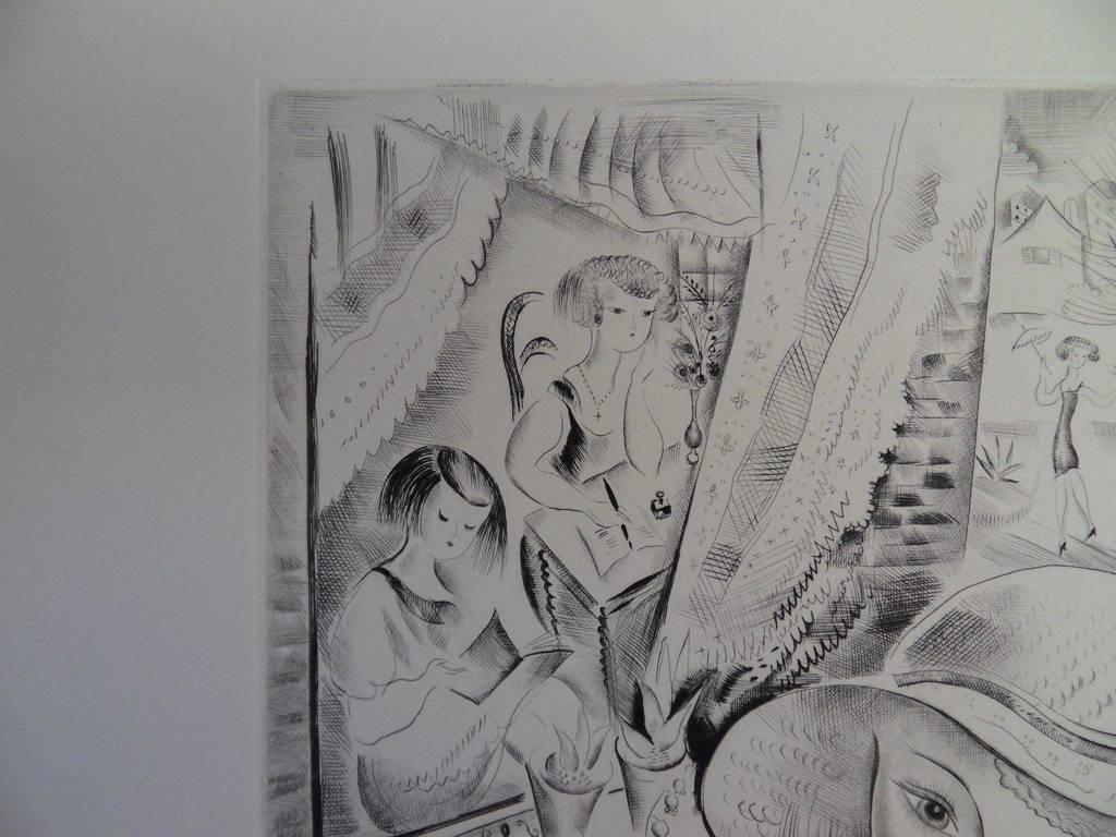 Lily of the valley - Etching, Handsigned - Gray Figurative Print by Mily Possoz