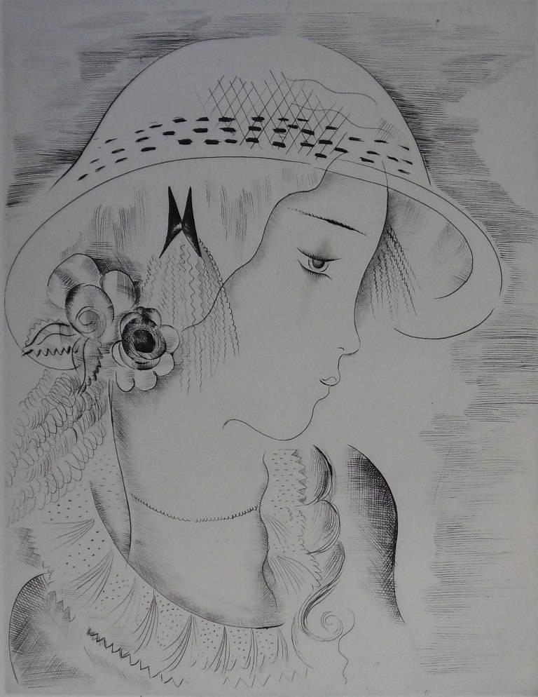 Girl profile - Etching, Handsigned - Print by Mily Possoz