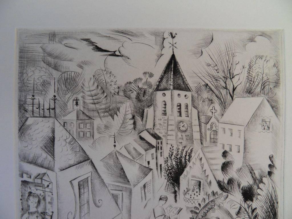 The church of Fontenay -Etching, Handsigned - Modern Print by Mily Possoz