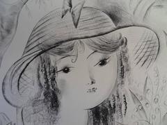 Young Girl with Black Eyes - Original Etching, Handsigned