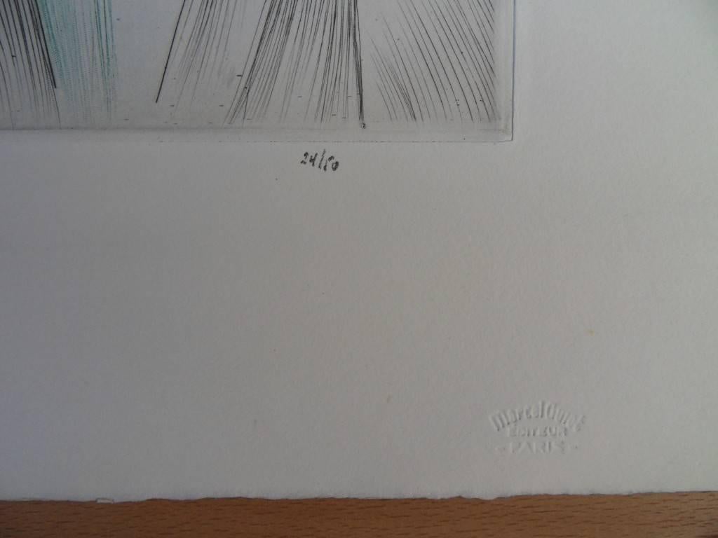 Autorretrato - Aguafuerte y aguatinta, Firmado a mano - Portrait Print Gris de Mily Possoz