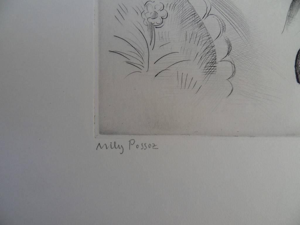 Mily POSSOZ
Family with cat

MEDIUM : Etching
SIGNATURE : Handsigned
LIMITED : 35 copies
PAPER : Rives vellum
SIZE : 24 x 18