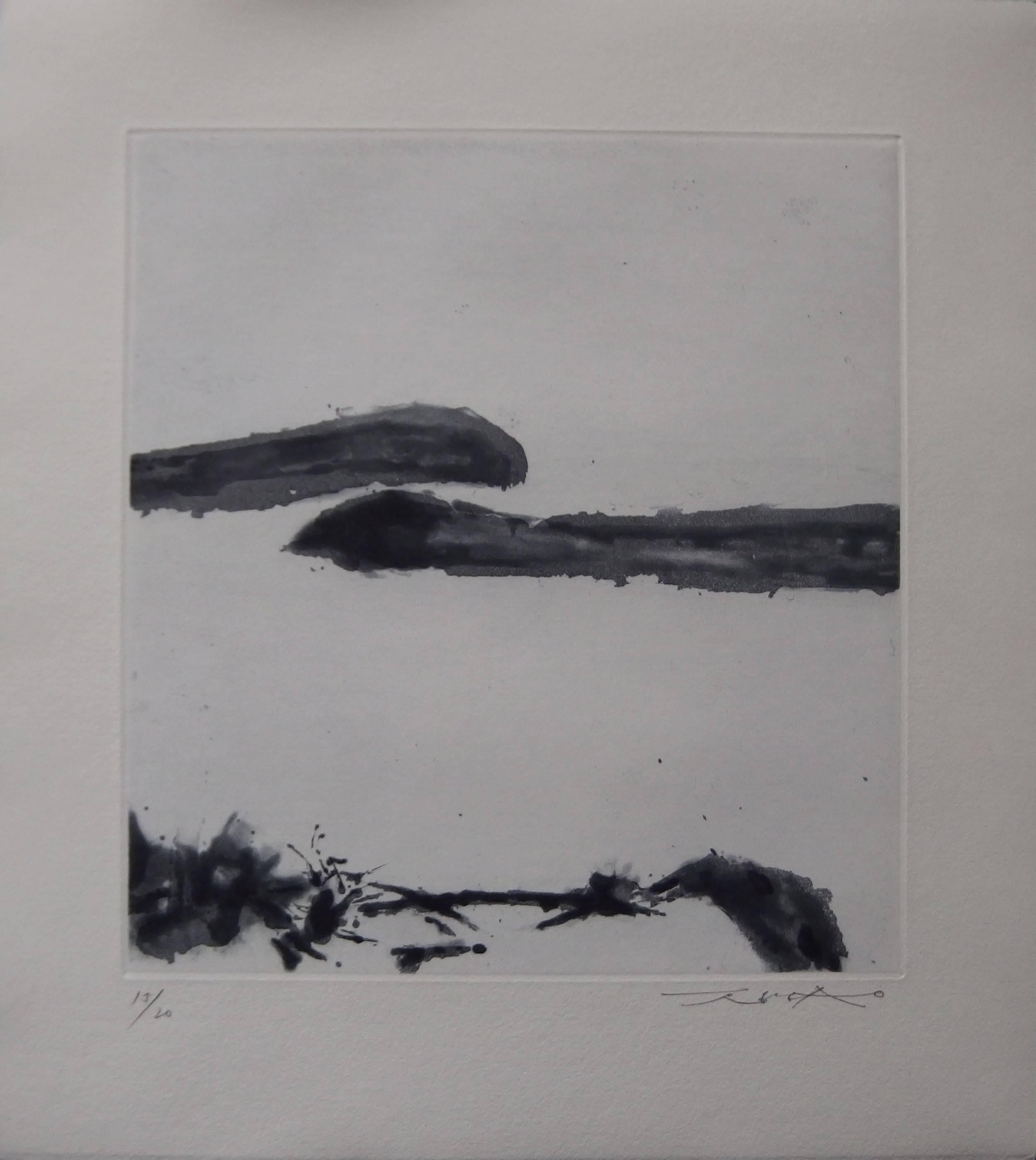 Zao Wou-Ki Landscape Print - Abstract Landscape - Original handsigned etching - 20 copies