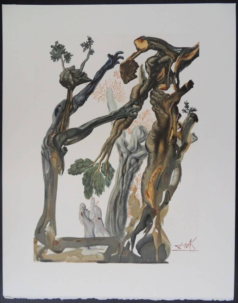 Salvador Dalí Figurative Print - Hell 13 - The Forest of Suicides - 1963