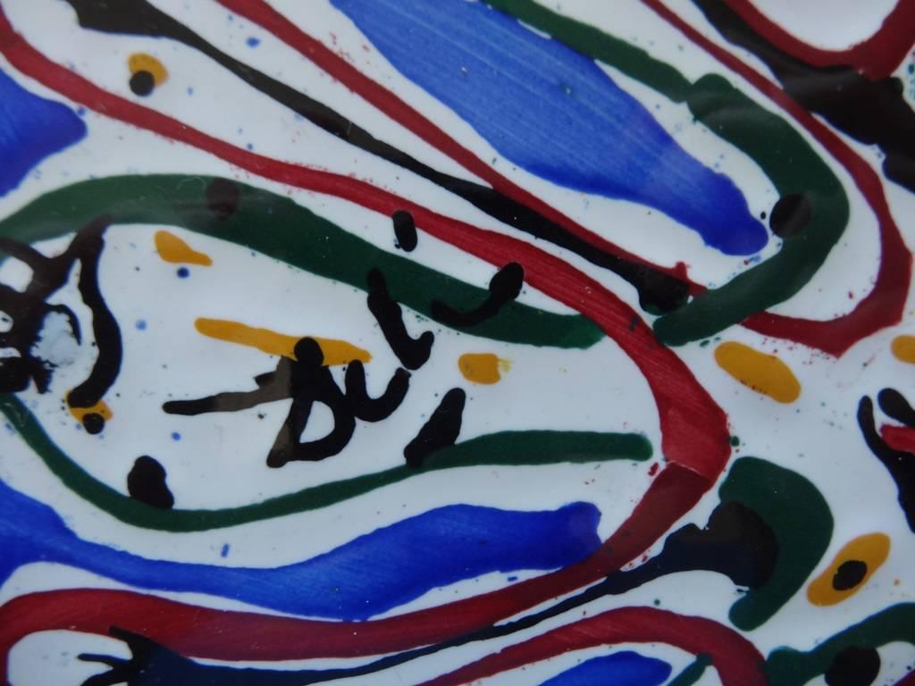Thousand Eyes for a Lip Kiss - Original signed ceramic tile - 1954 - Sculpture by Salvador Dalí