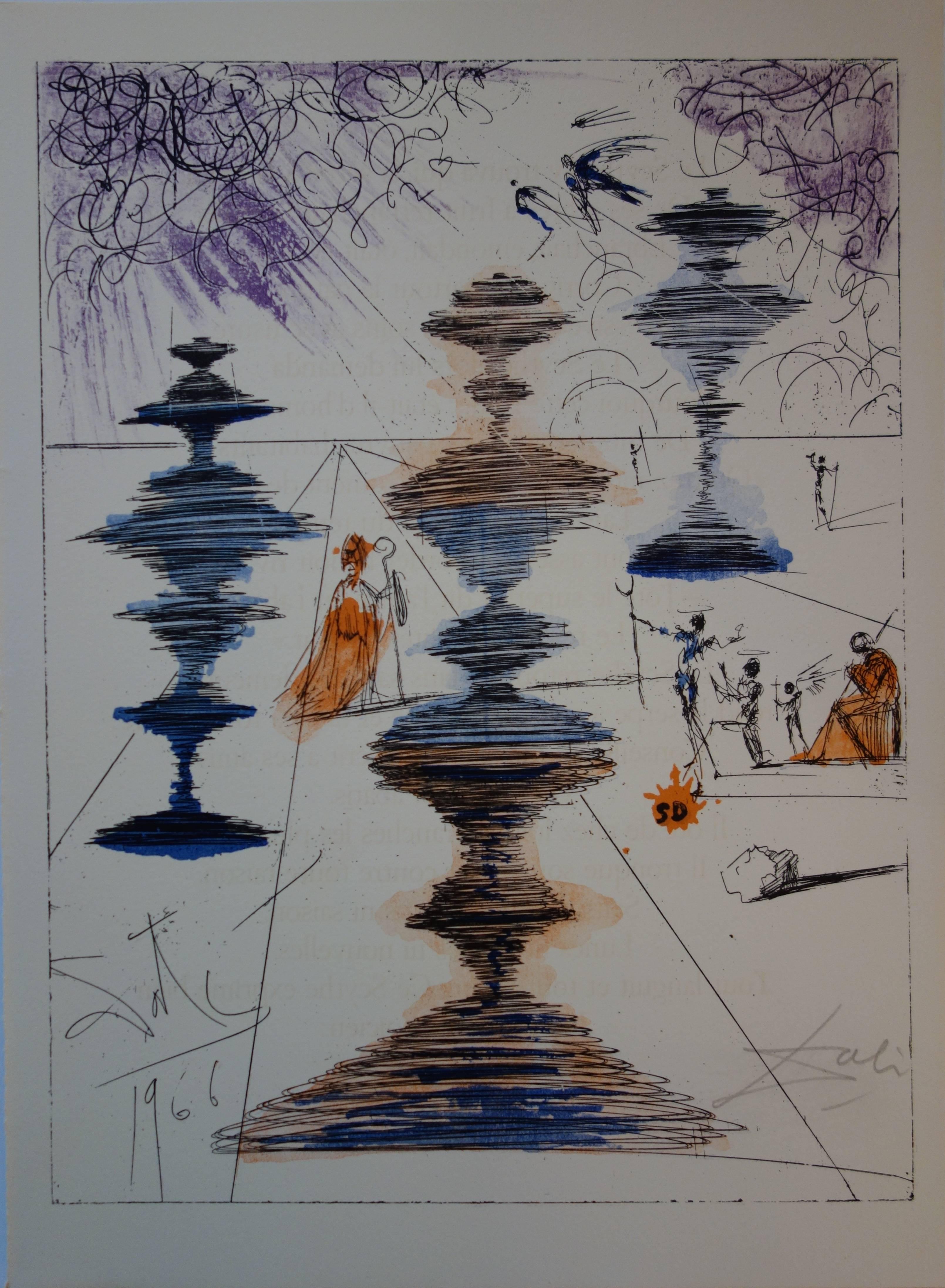 Salvador Dalí Figurative Print - The Scythe philosopher - Original Handsigned Lithograph - 1967