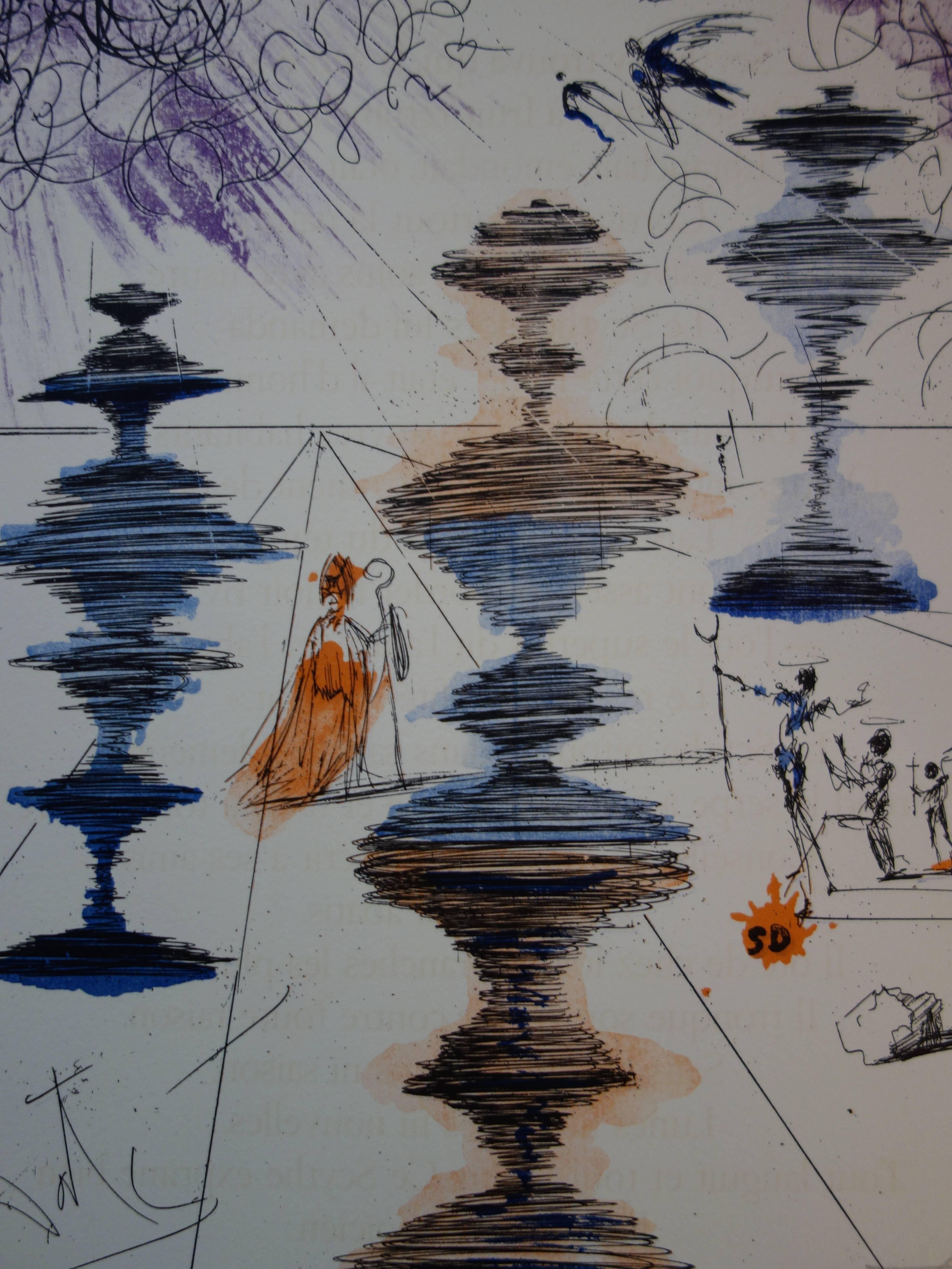 The Scythe philosopher - Original Handsigned Lithograph - 1967 - Surrealist Print by Salvador Dalí