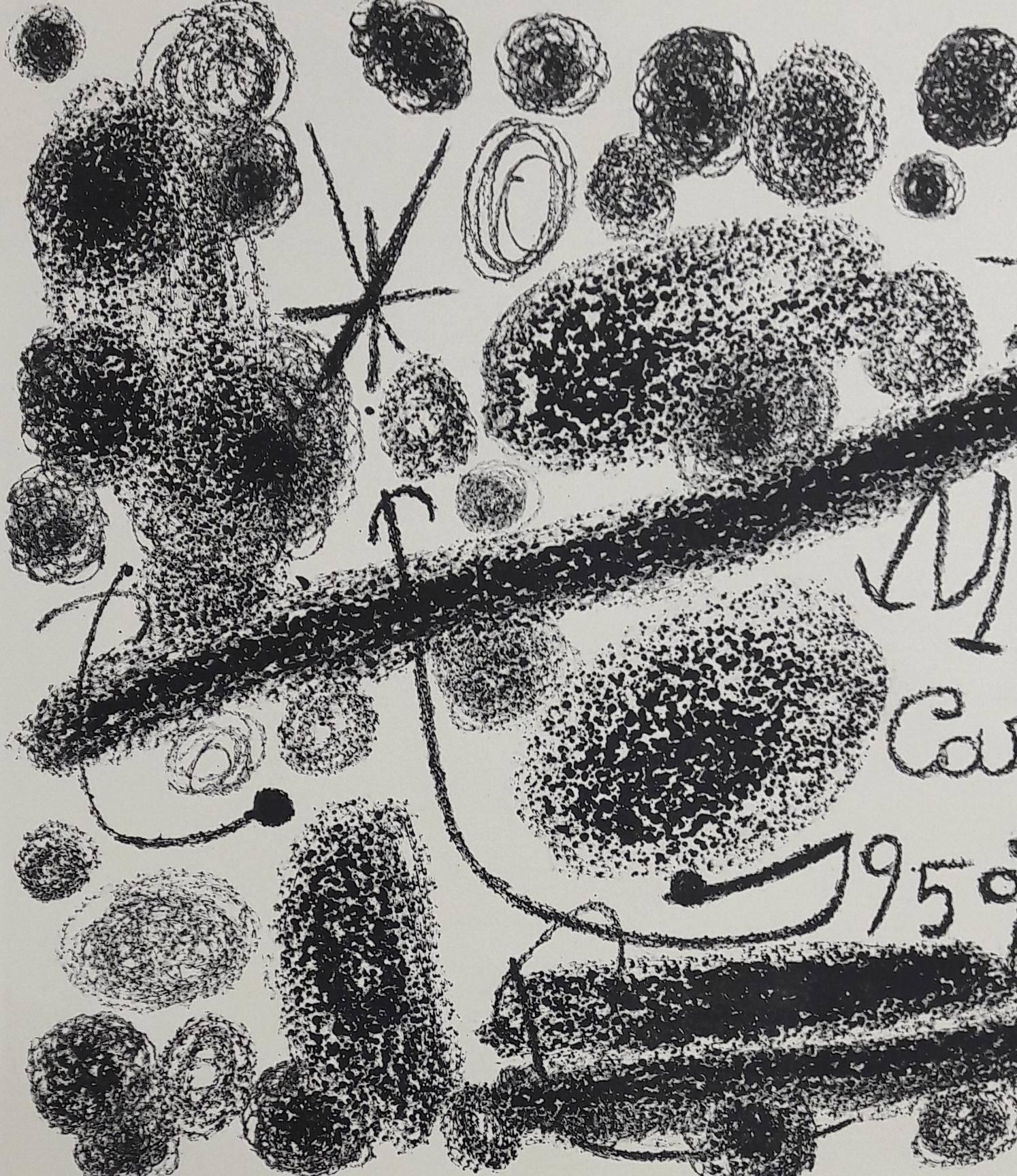 Cartones - Original Lithograph Handsigned - Gray Abstract Print by Joan Miró