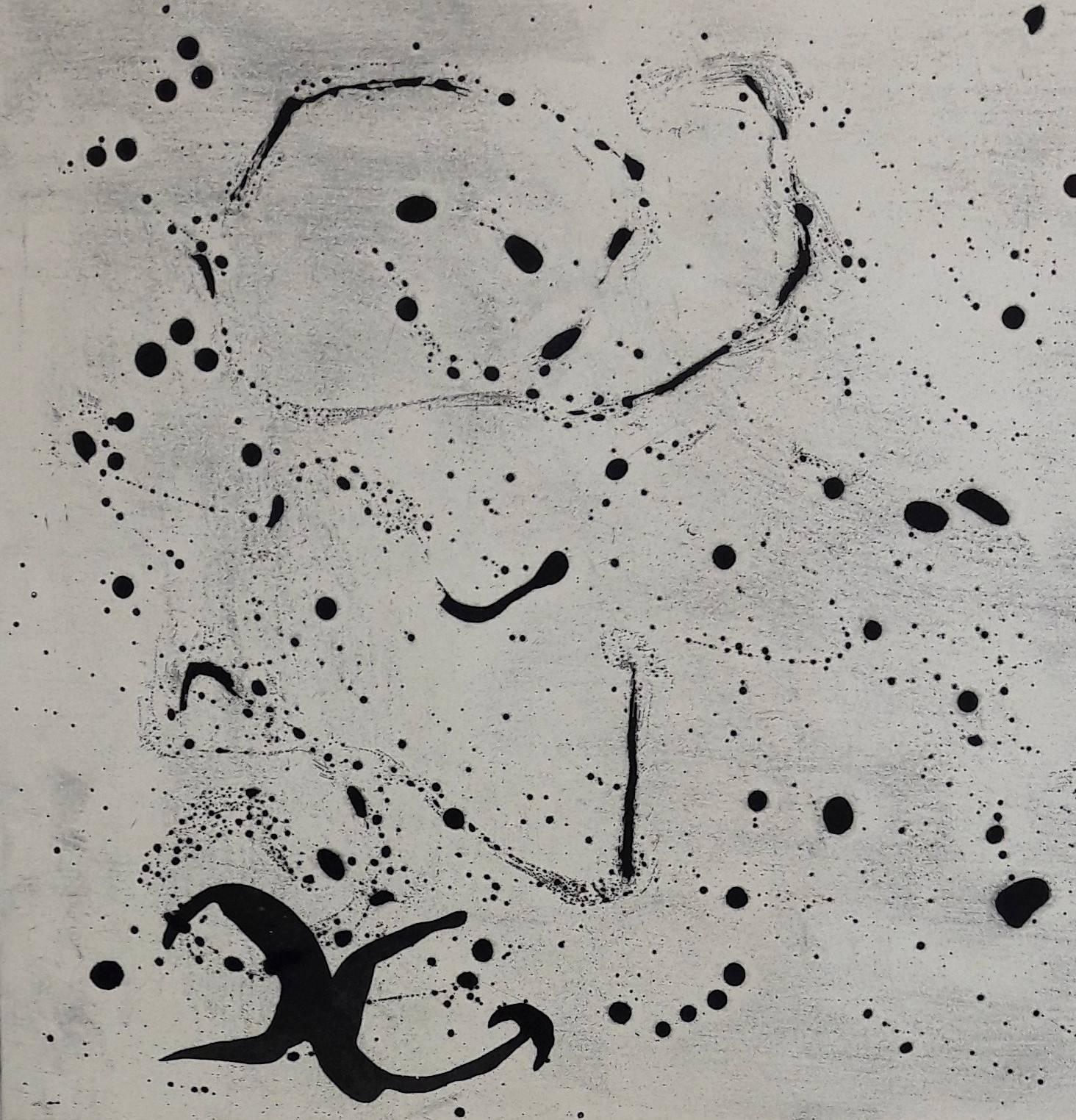 Fond Marin ( Seabed ) III - Original Etching Handsigned - 50 copies - Gray Abstract Print by Joan Miró