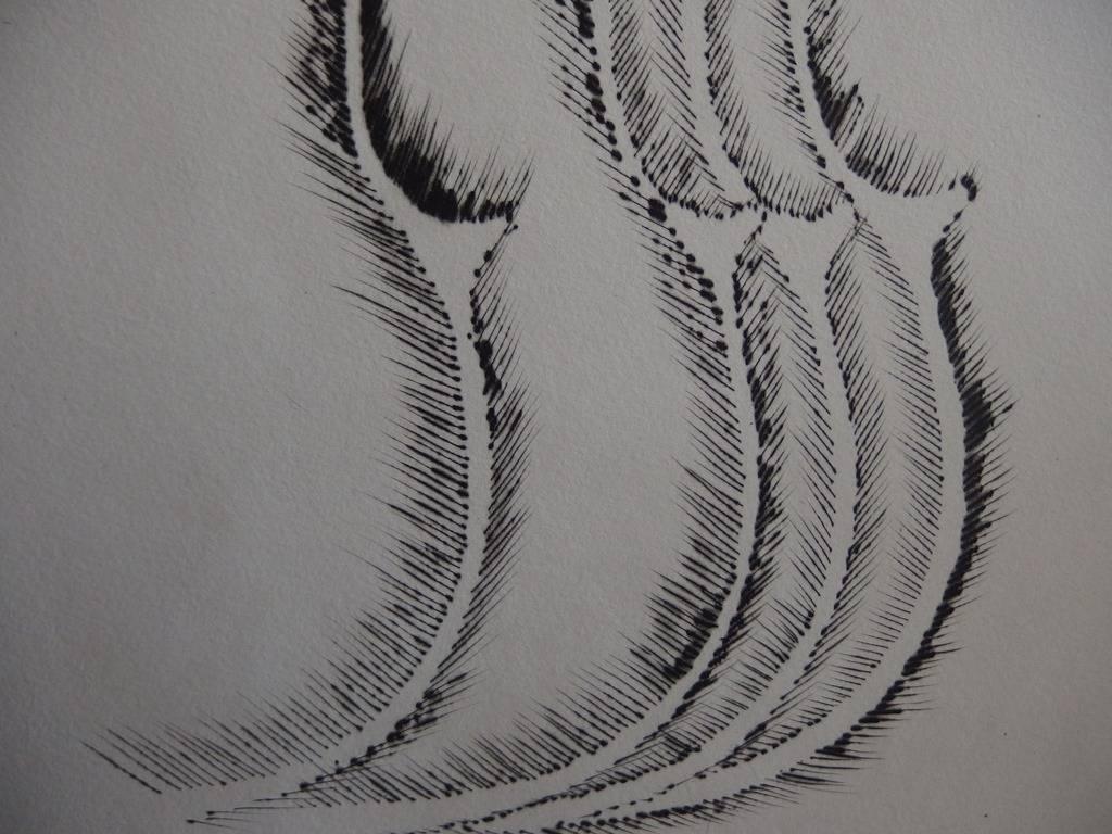Violin profile - Original etching - 1979 - Gray Figurative Print by Fernandez Arman