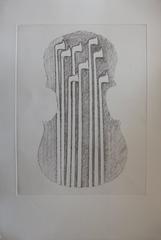 Violin and bows - Original etching - 1979