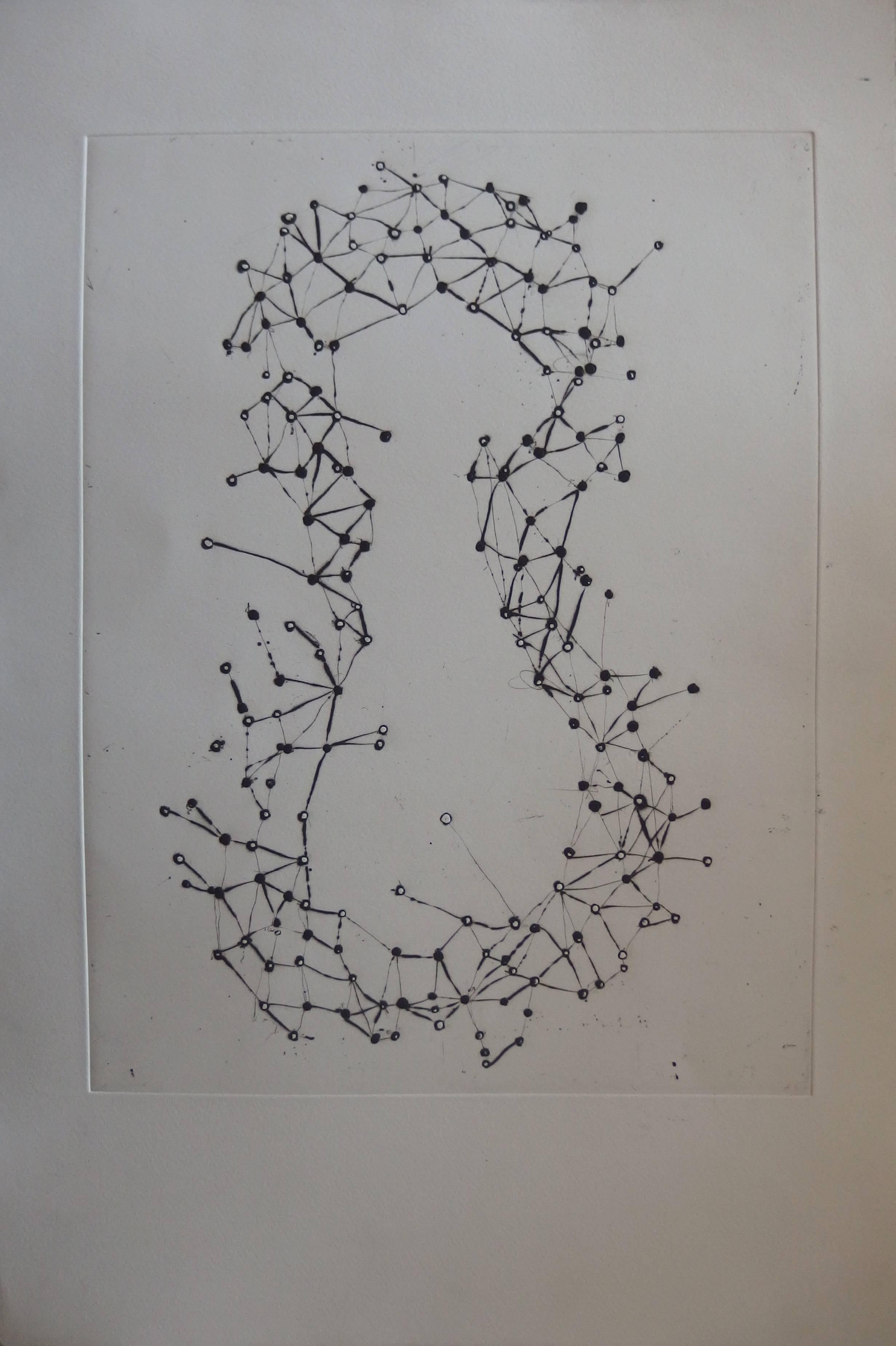 Fernandez Arman Figurative Print - Violin skeleton - Original etching - 1979