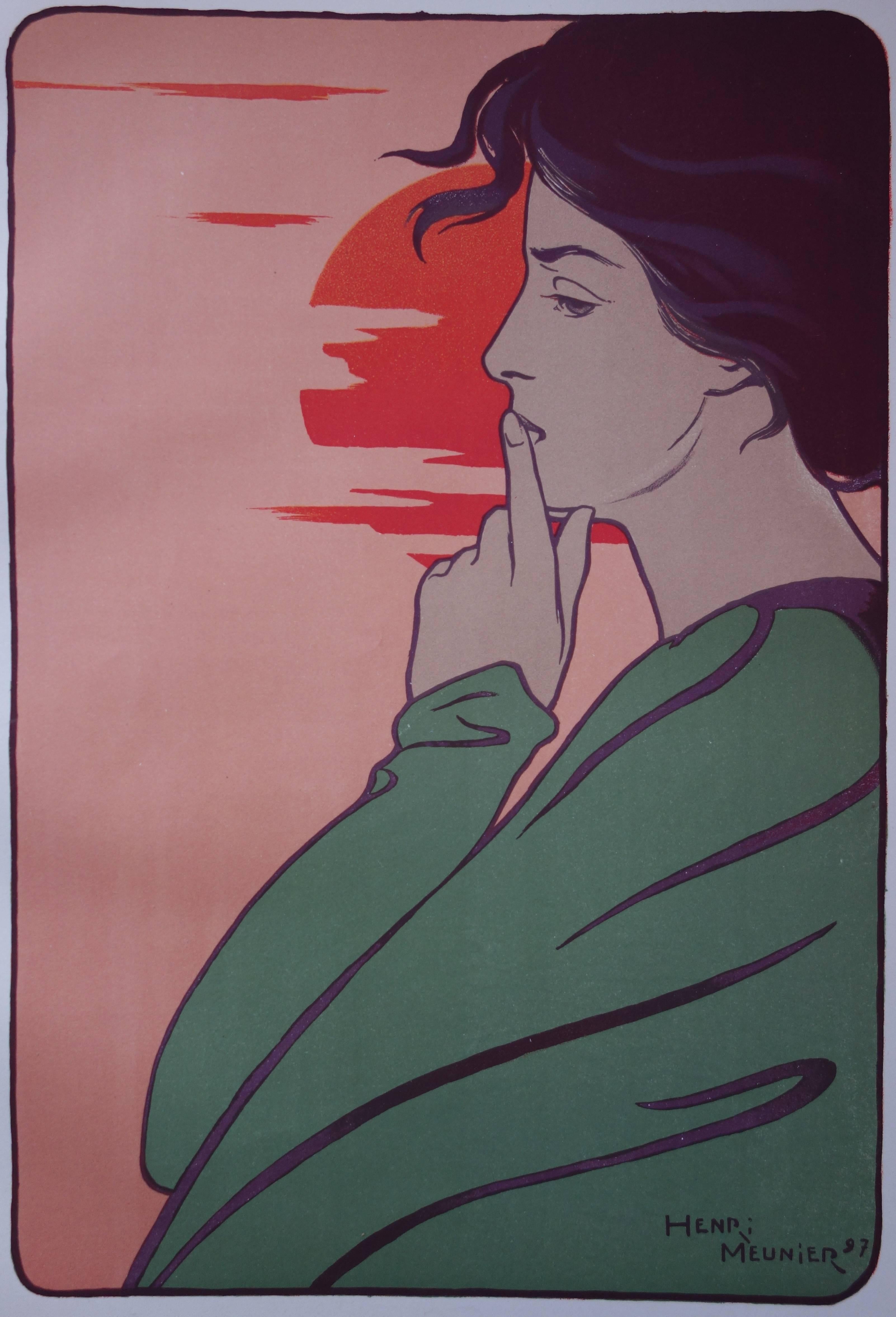 L'heure du silence - Original lithograph (1897/98) - Print by Henri Meunier