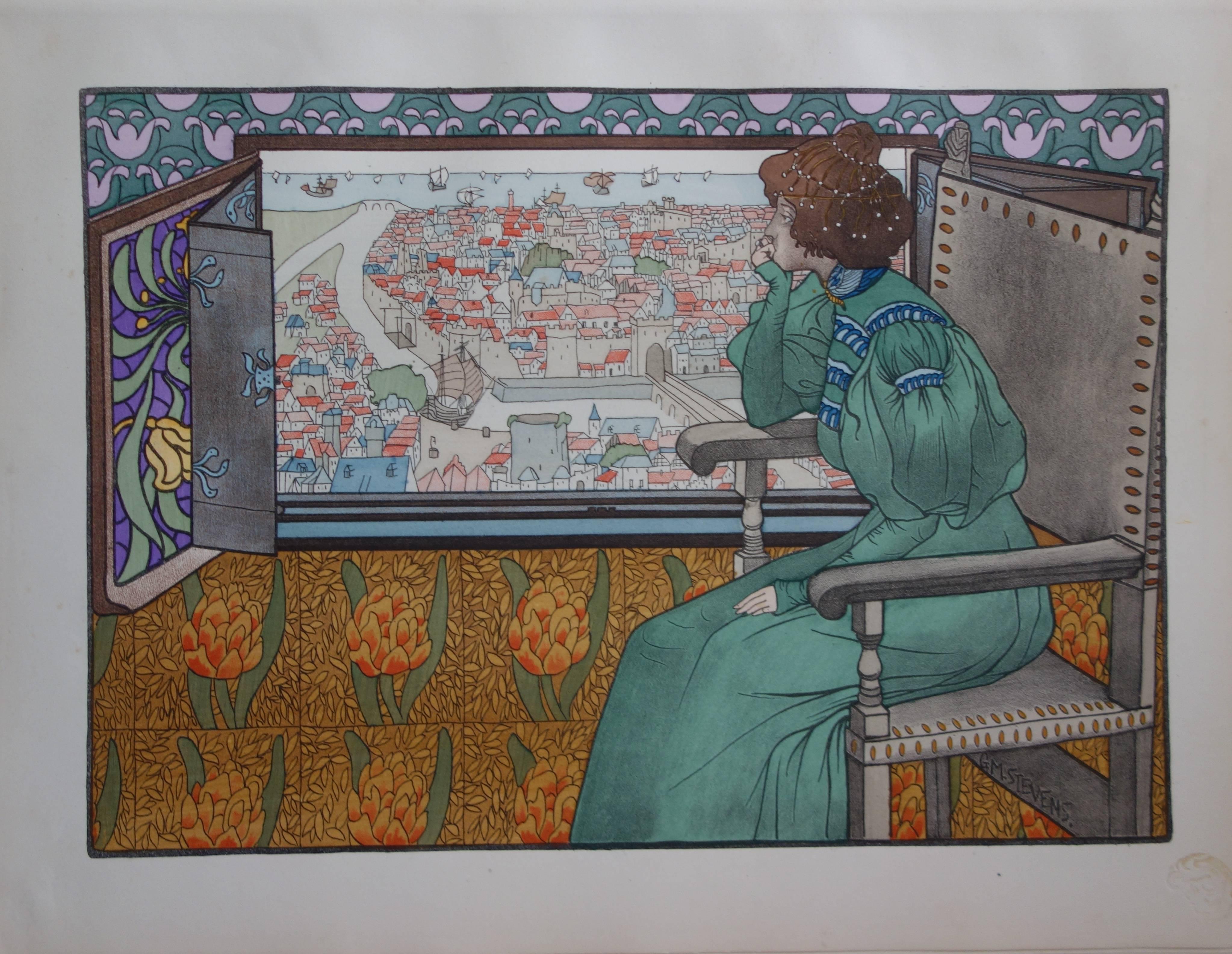 Figurative Print di Gustave Max Stevens - Solveig -  Litografia originale (1897/98)