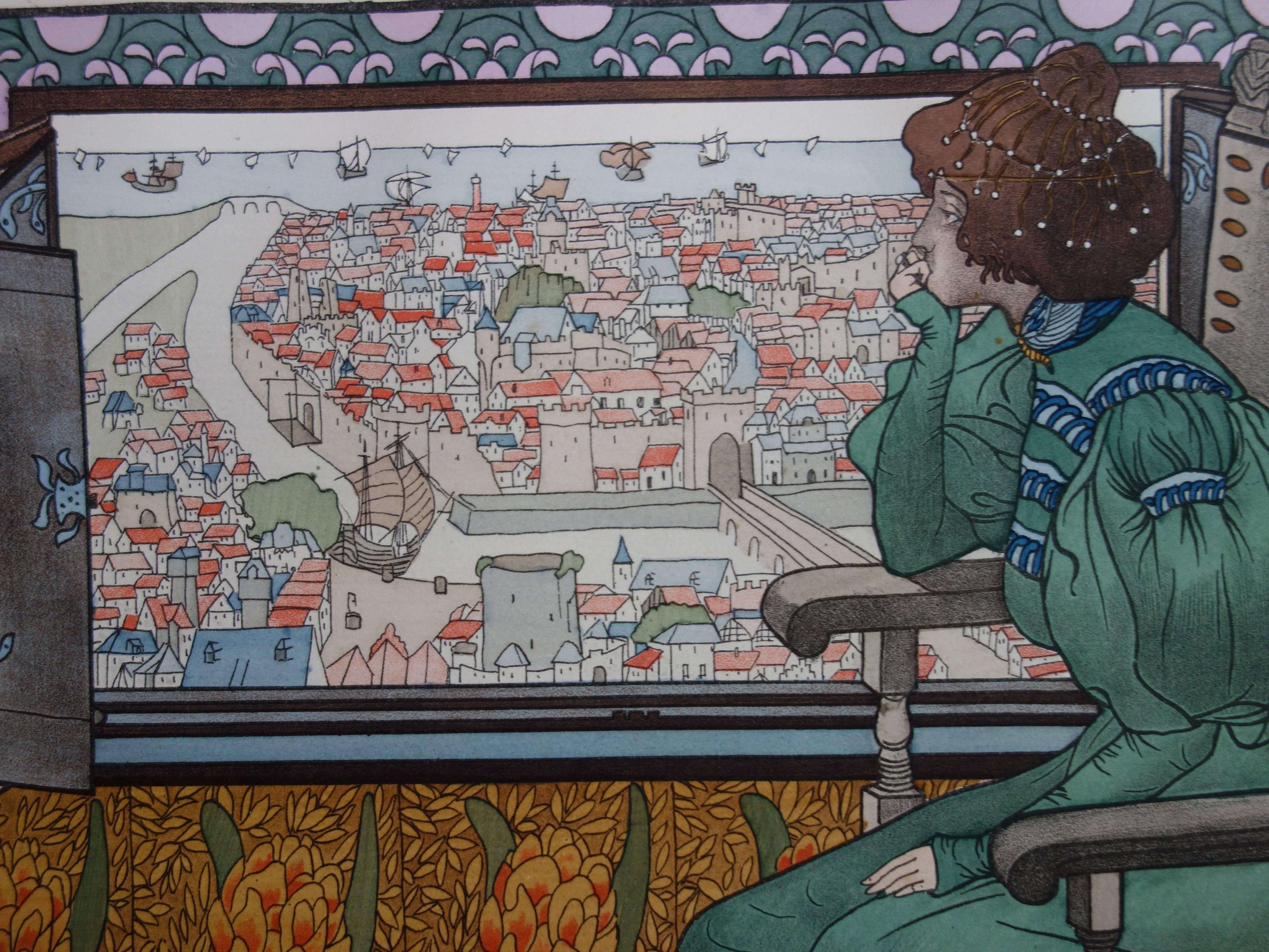 Solveig -  Litografia originale (1897/98) - Print Art Nouveau di Gustave Max Stevens