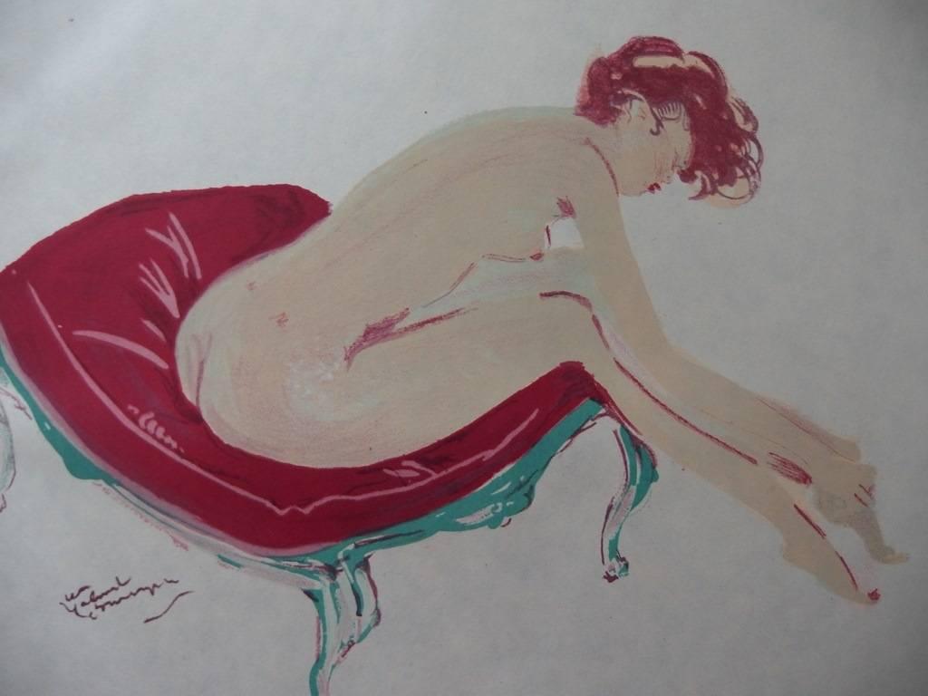 The toilet - Original lithograph - 1956 - Modern Print by Jean-Gabriel Domergue