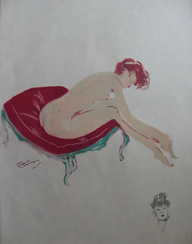 Jean-Gabriel Domergue Nude Print - The toilet - Original lithograph - 1956