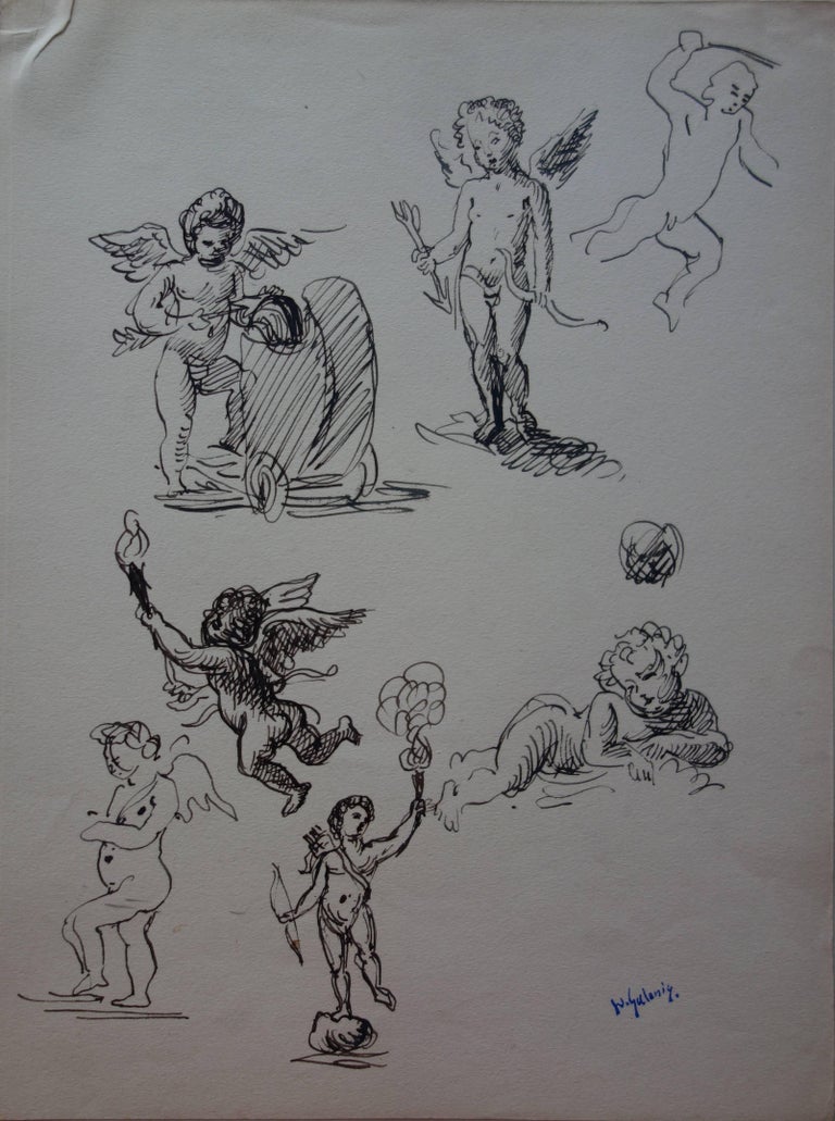 Demetrios Galanis - Studies of Cupid - Original Ink Drawing - Signed ...