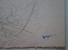 Bambino che raccoglie frutta - Disegno originale a matita - Firmato