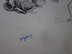 Romantic Angels - Original ink and pencil drawing - Signed