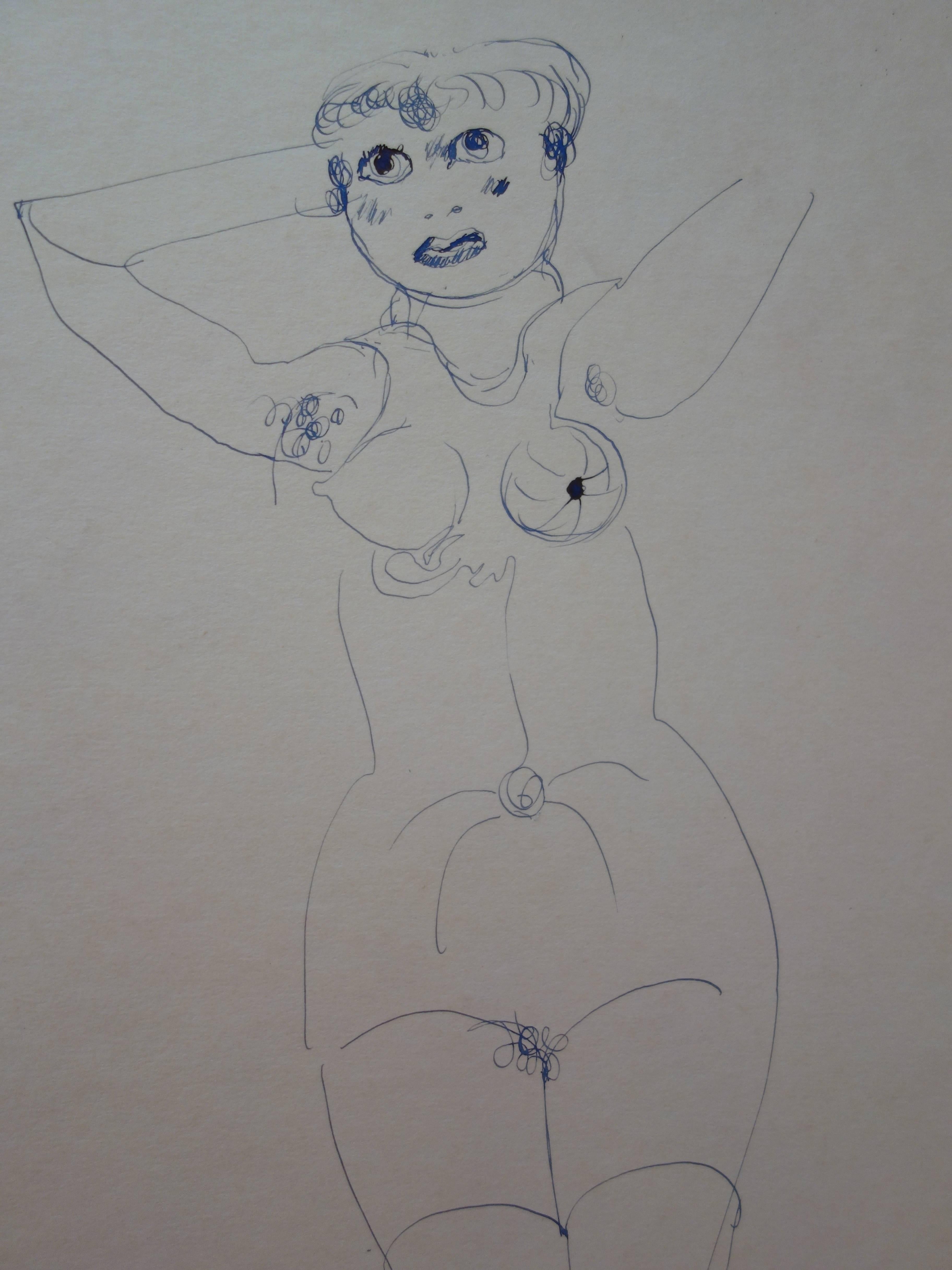 Nude model - Original signed drawing - Modern Art by Edouard Goerg