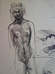 Bocetos de desnudos y retratos - Dibujo original firmado