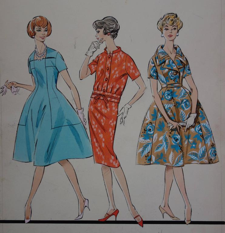 Rosy AndreasiVerdier Mode Drawing Three Dresses for Spring