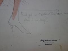 Mode Drawing : Yellow Coat and Dress - Original watercolor & Gouache drawing