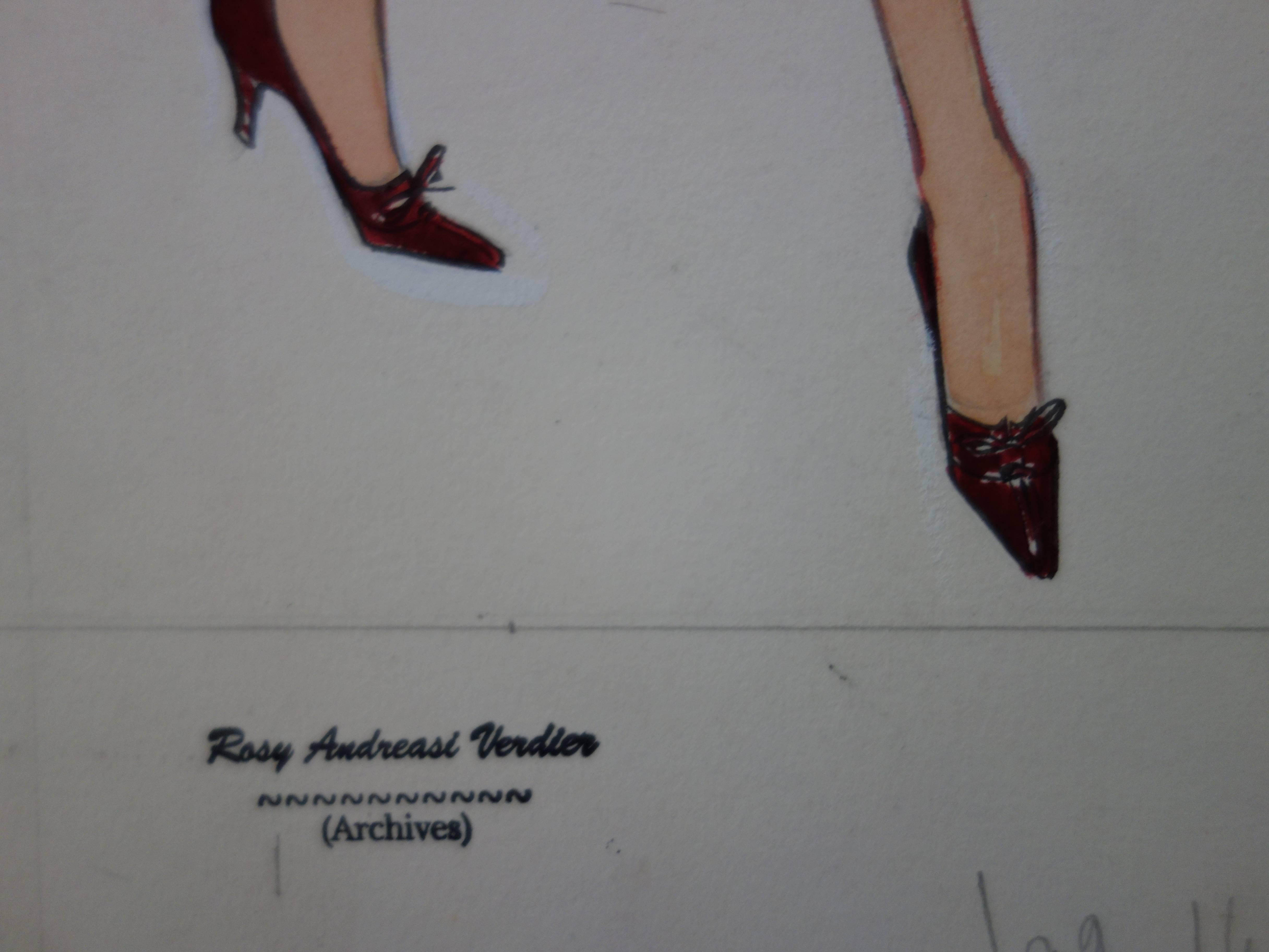 Disegno Mode: Tre cappotti eleganti - Disegno originale ad acquerello e guazzo - Art di Rosy Andreasi-Verdier