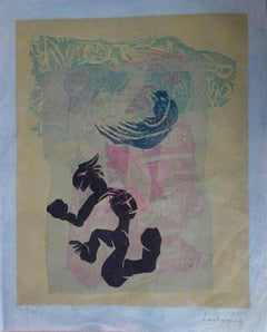 Vintage Garden of Joy - Original handsigned woodcut - 1981