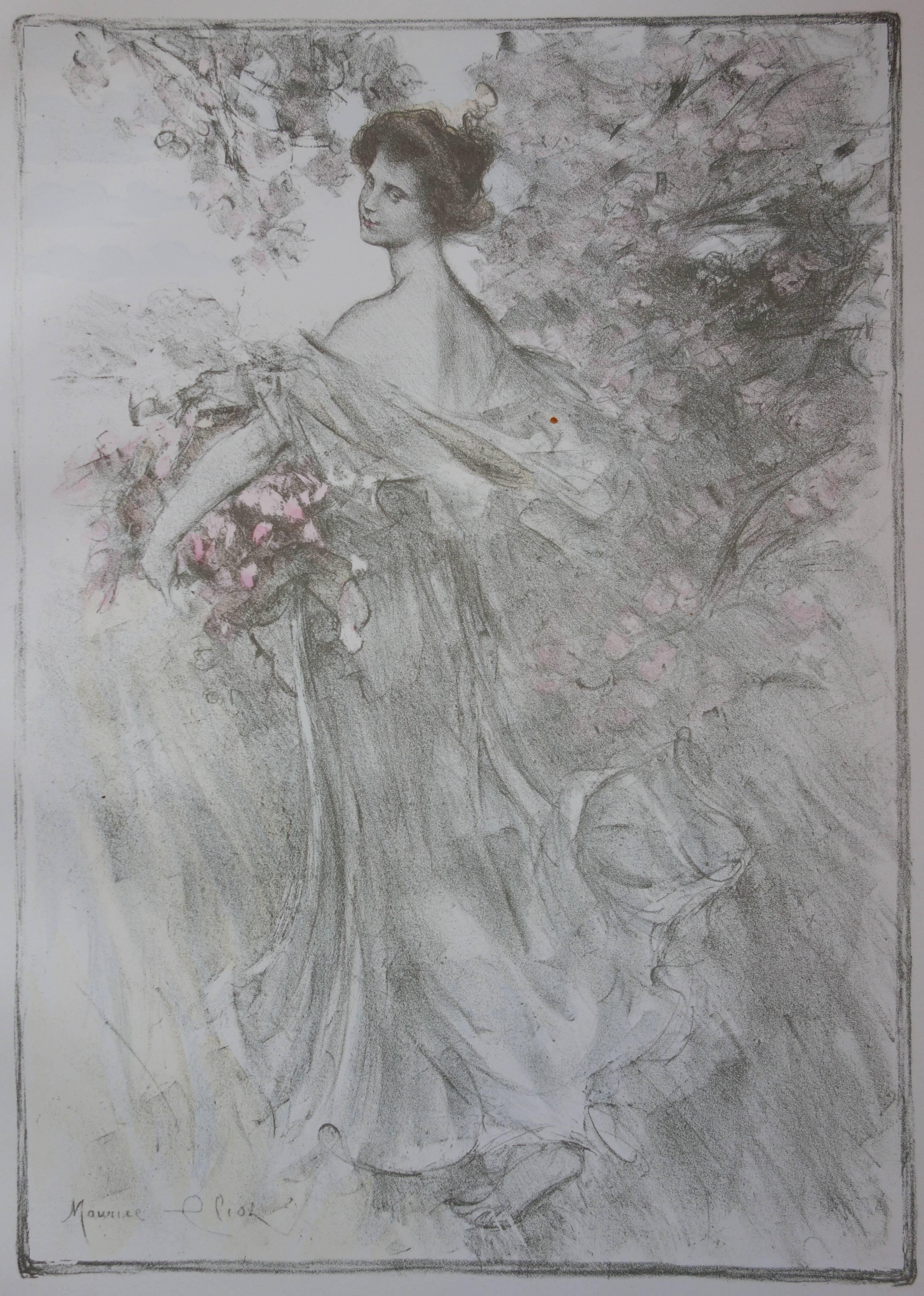 Spring - Original lithograph - 1897 - Art Nouveau Print by Maurice Eliot