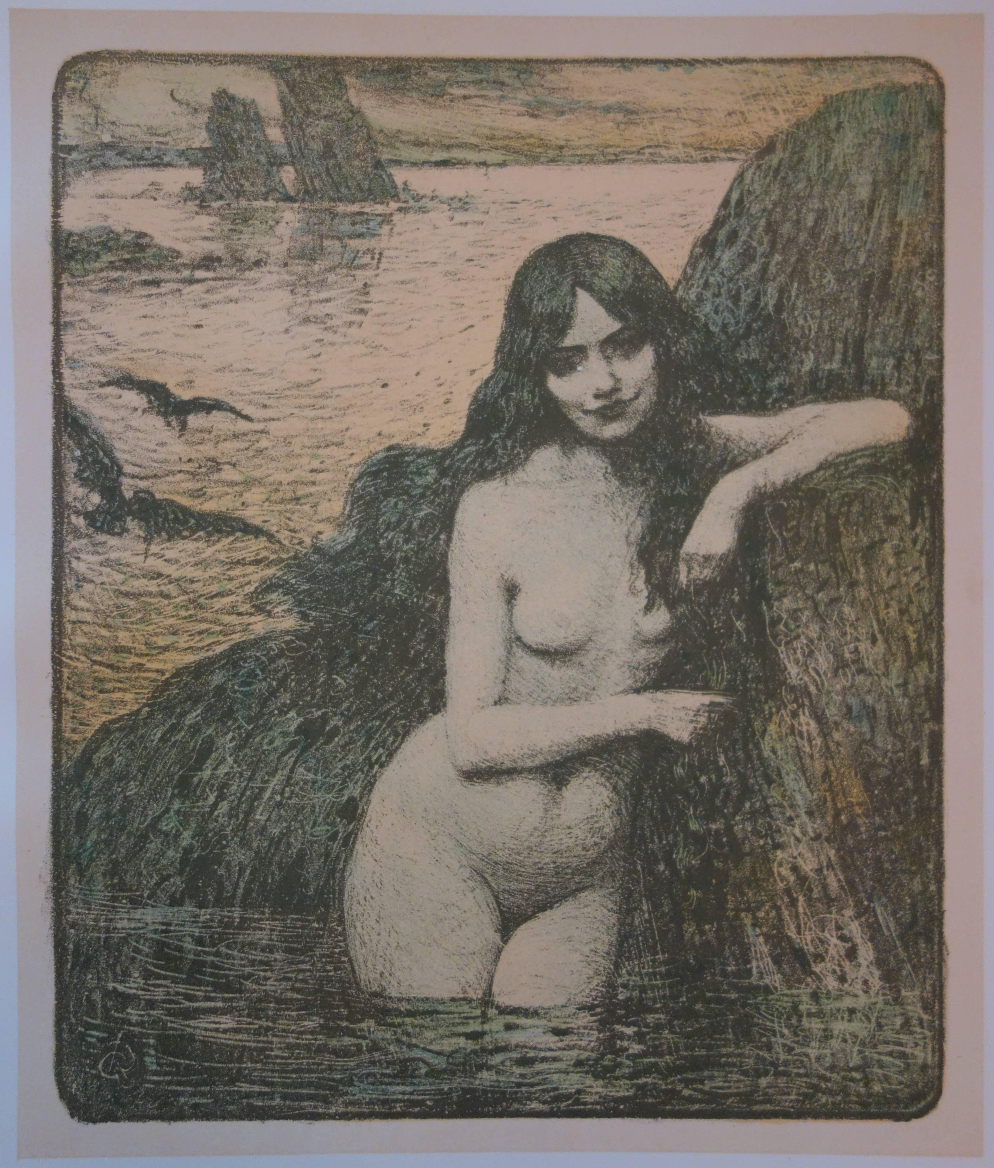 Mermaid - Original lithograph - 1897 - Art Nouveau Print by Charles François Prosper Guérin