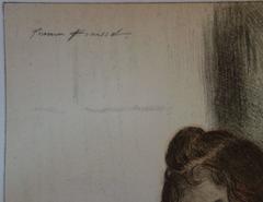 Giovane ragazza con fiori - Litografia originale - 1897